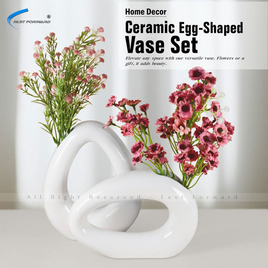 Contemporary White Ceramic Vase - Elegant Droplet Design - Perfect for Modern Home Decor, Weddings, and Table Settings without Flower