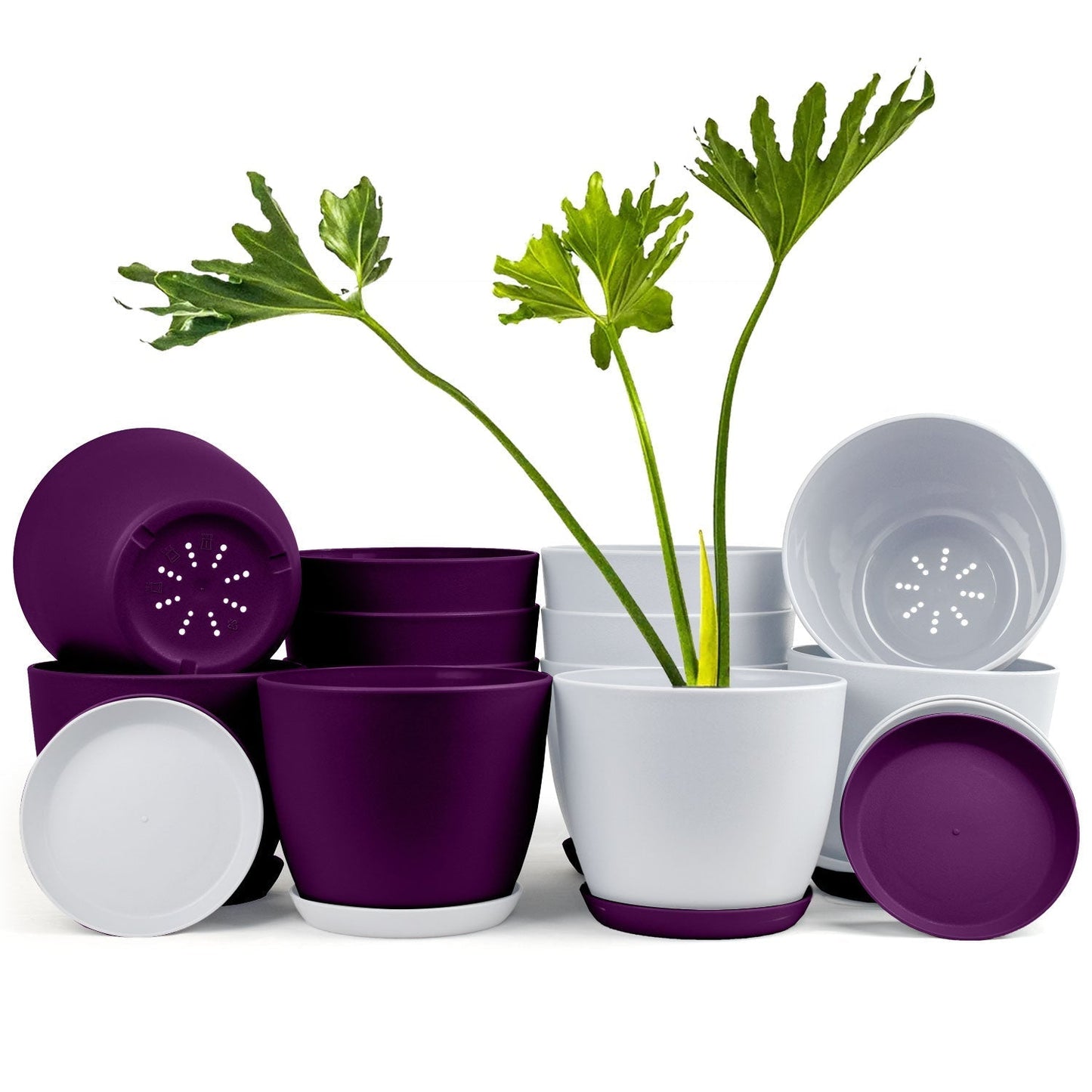 Revitalize Your Space with Extra Large Plant Pots: Two Vibrant Colors, Drainage, Ideal for Indoor Planters - Explore Multi-Packs for Plastic Planters