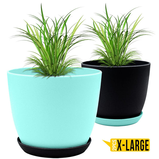 Extra Large Plant Pots with Drainage: Two Vibrant Colors, Ideal for Indoor Planters - Explore Multi-Packs for Plastic Planters