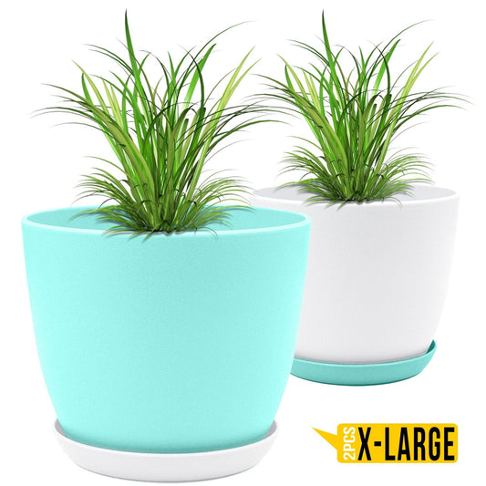 Extra Large Plant Pots with Drainage: Stylish Home Decor Flower Pots in Two Vibrant Colors - Ideal for Indoor Planters, Multi-Packs for Plastic Planters