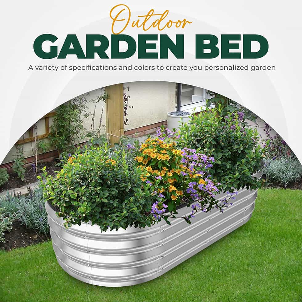 Galvanized Raised Garden Bed Kit 4x2x1ft – Heavy-Duty Outdoor Planter Box for Vegetables, Flowers & Fruits – Easy Assembly Metal Raised Bed – Silver (Pack of 1)