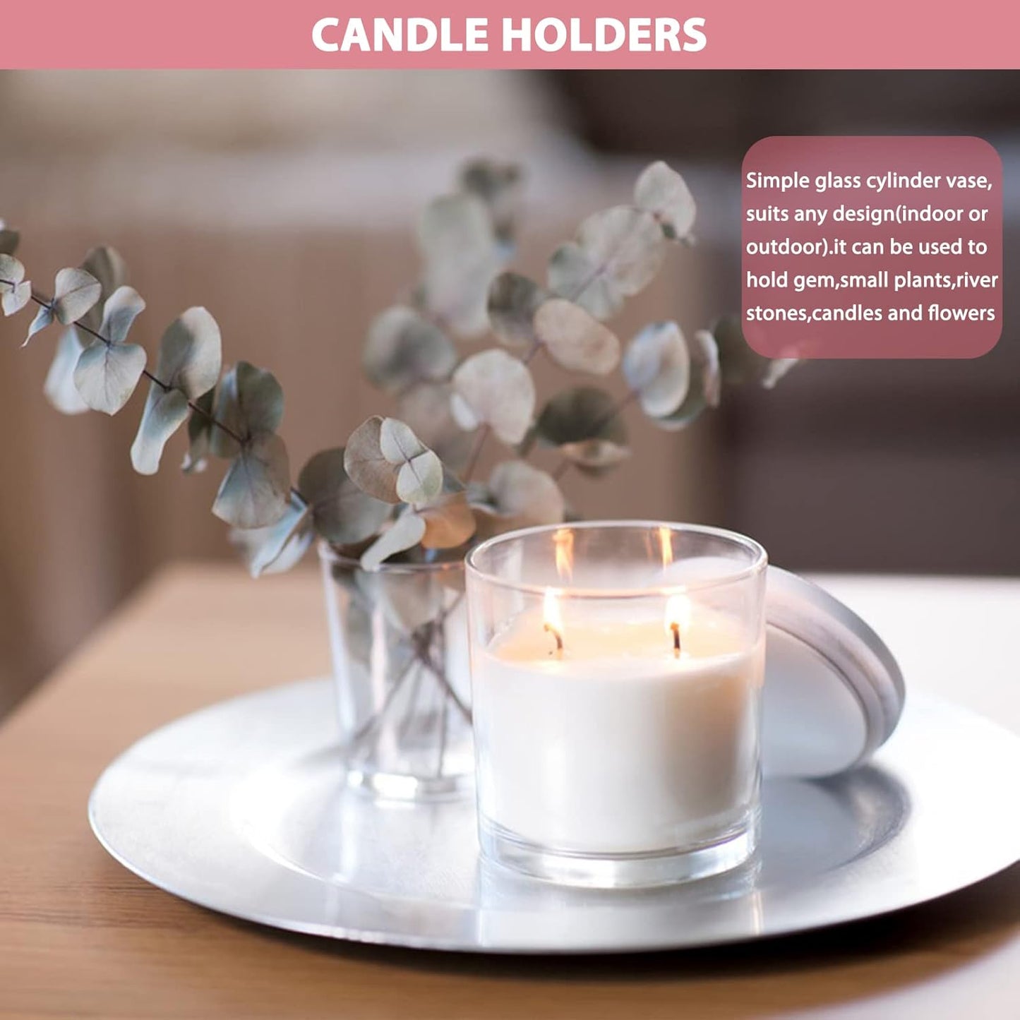 3.7-Inch Clear Plastic Acrylic Cylinder Vases - Versatile Centerpieces for Home, Weddings & Parties