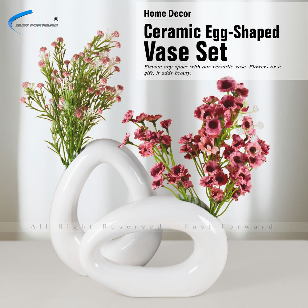 Contemporary White Ceramic Vase - Elegant Droplet Design - Perfect for Modern Home Decor, Weddings, and Table Settings without Flower