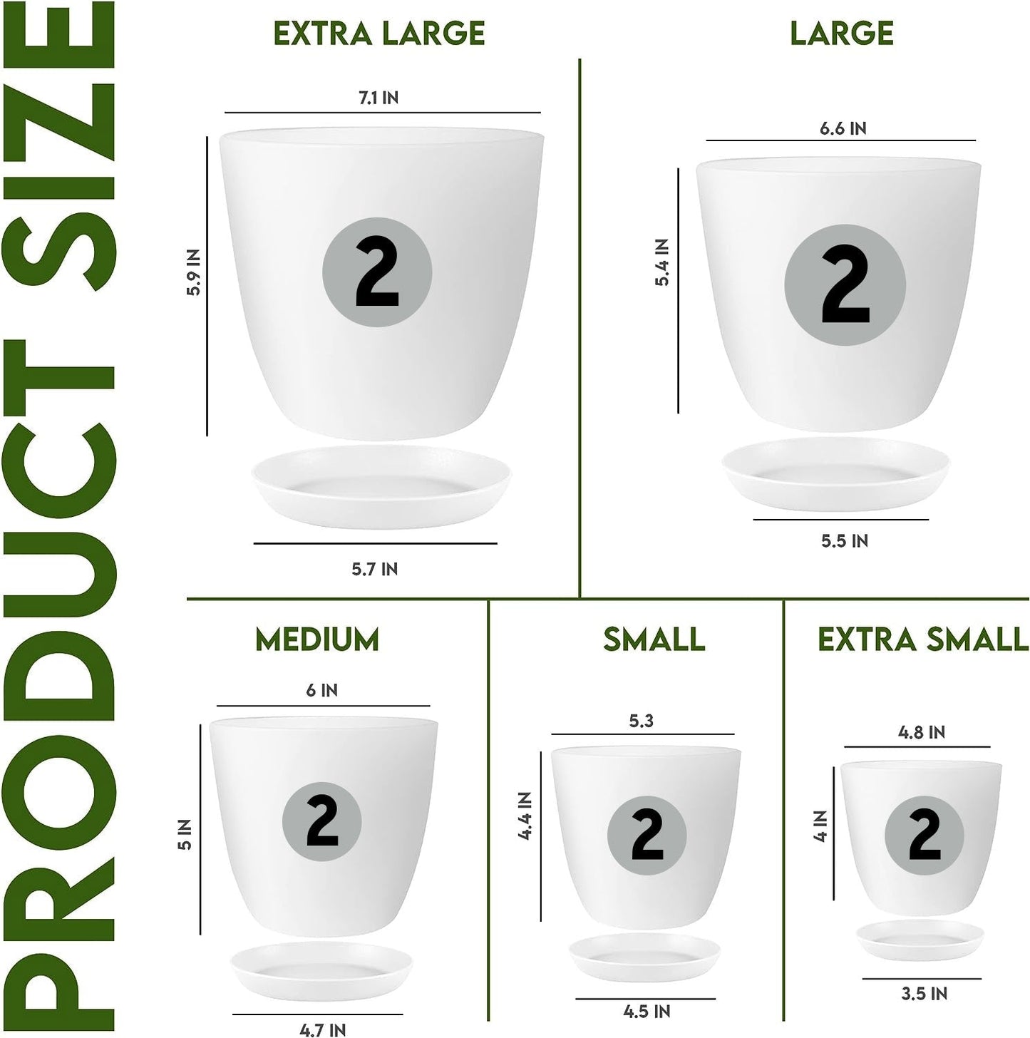 Premium Set of 10 Indoor Plant Pots with Drainage Decorative Plastic Planters for Indoor
