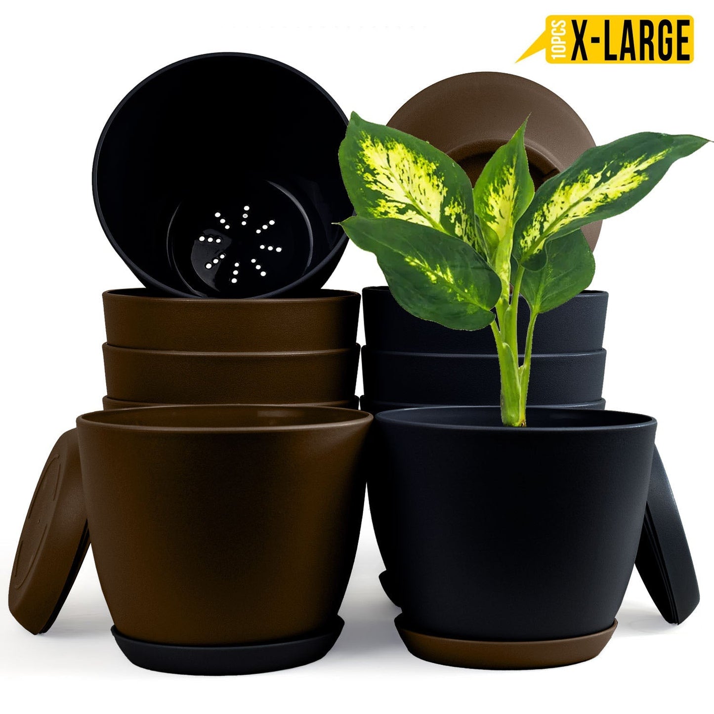 Extra Large Plant Pots with Drainage: Two Vibrant Colors, Ideal for Indoor Planters - Explore Multi-Packs for Plastic Planters