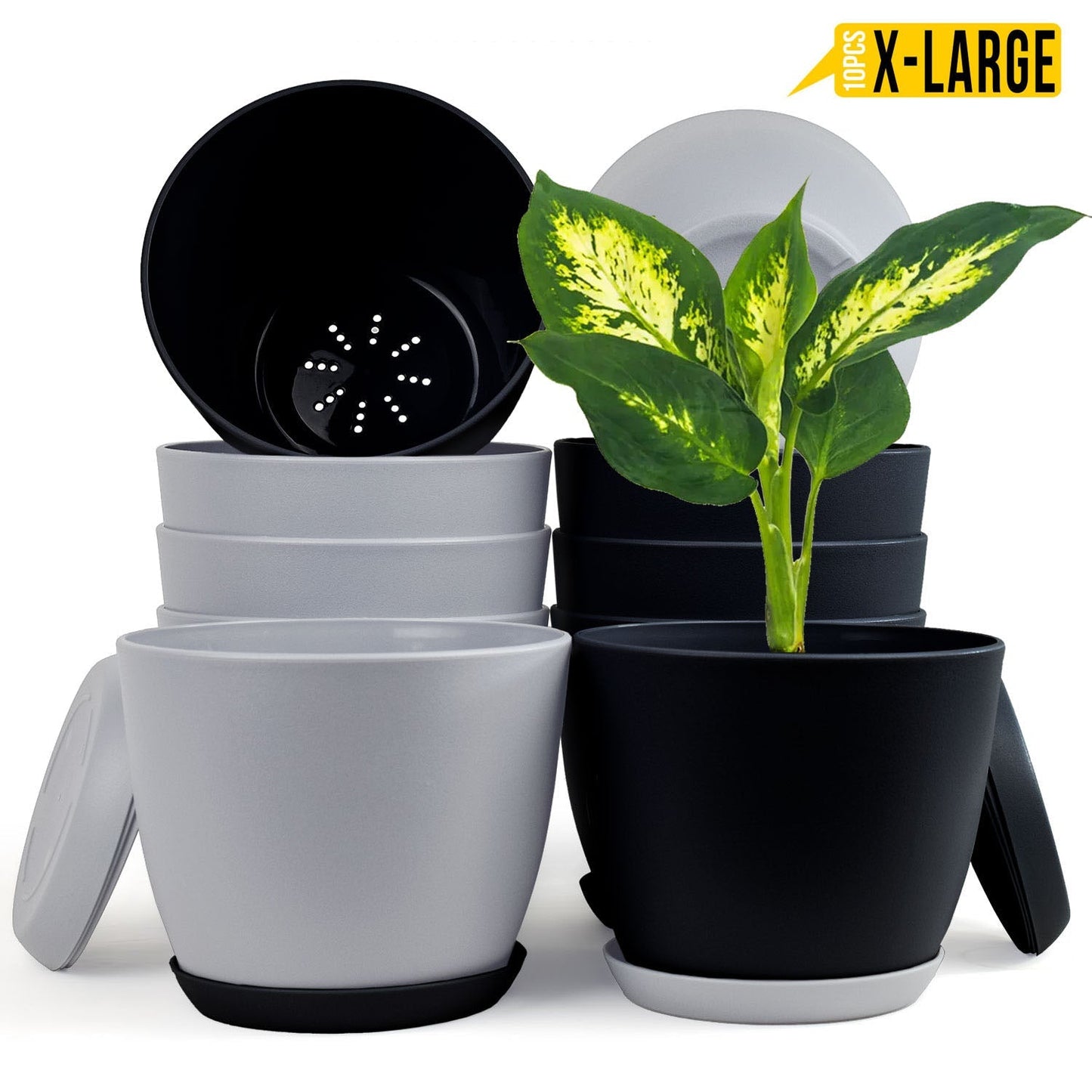 Extra Large Plant Pots with Drainage: Two Vibrant Colors, Ideal for Indoor Planters - Explore Multi-Packs for Plastic Planters