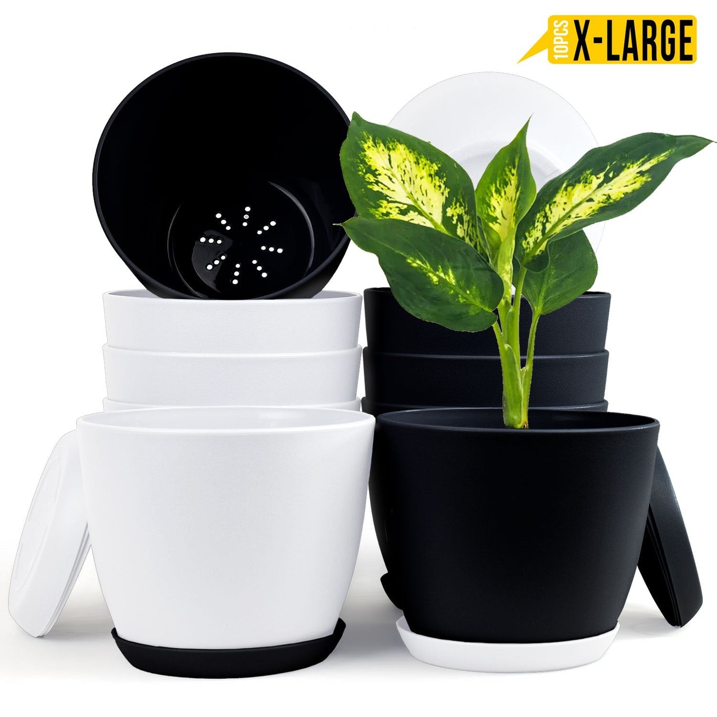 Extra Large Plant Pots with Drainage: Two Vibrant Colors, Ideal for Indoor Planters - Explore Multi-Packs for Plastic Planters