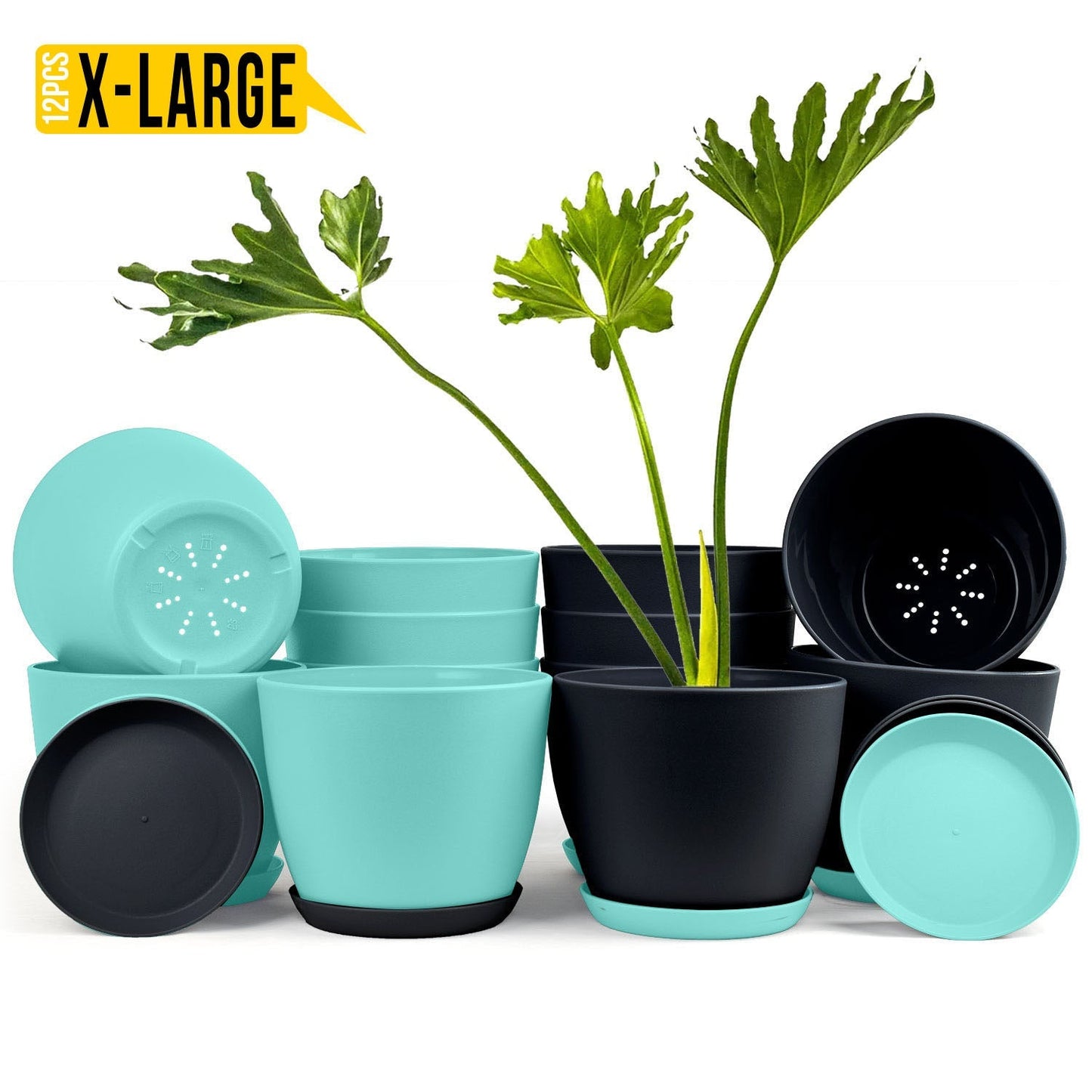 Extra Large Plant Pots with Drainage: Two Vibrant Colors, Ideal for Indoor Planters - Explore Multi-Packs for Plastic Planters