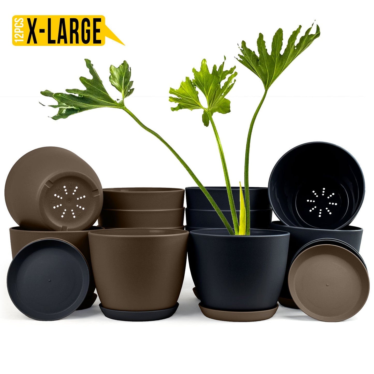 Extra Large Plant Pots with Drainage: Two Vibrant Colors, Ideal for Indoor Planters - Explore Multi-Packs for Plastic Planters