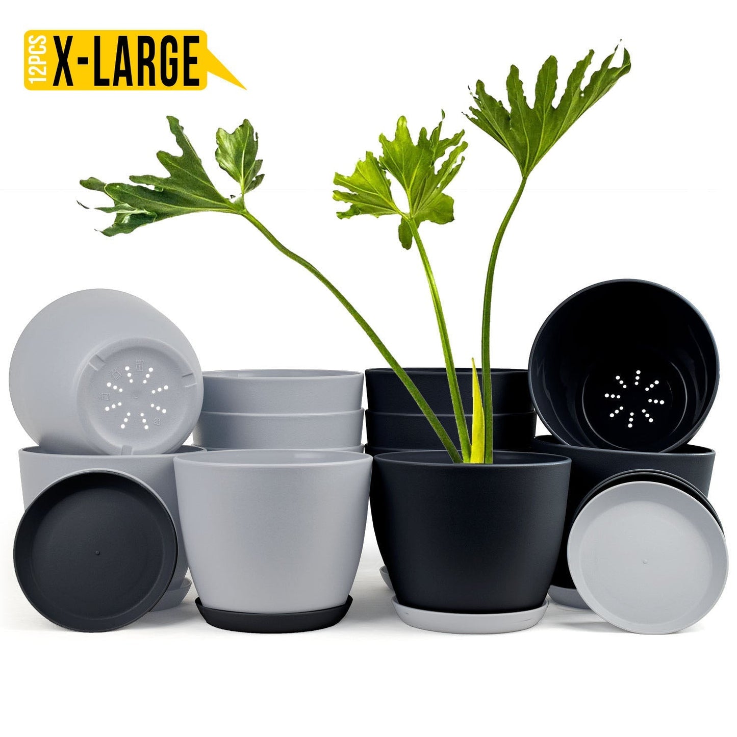 Extra Large Plant Pots with Drainage: Two Vibrant Colors, Ideal for Indoor Planters - Explore Multi-Packs for Plastic Planters