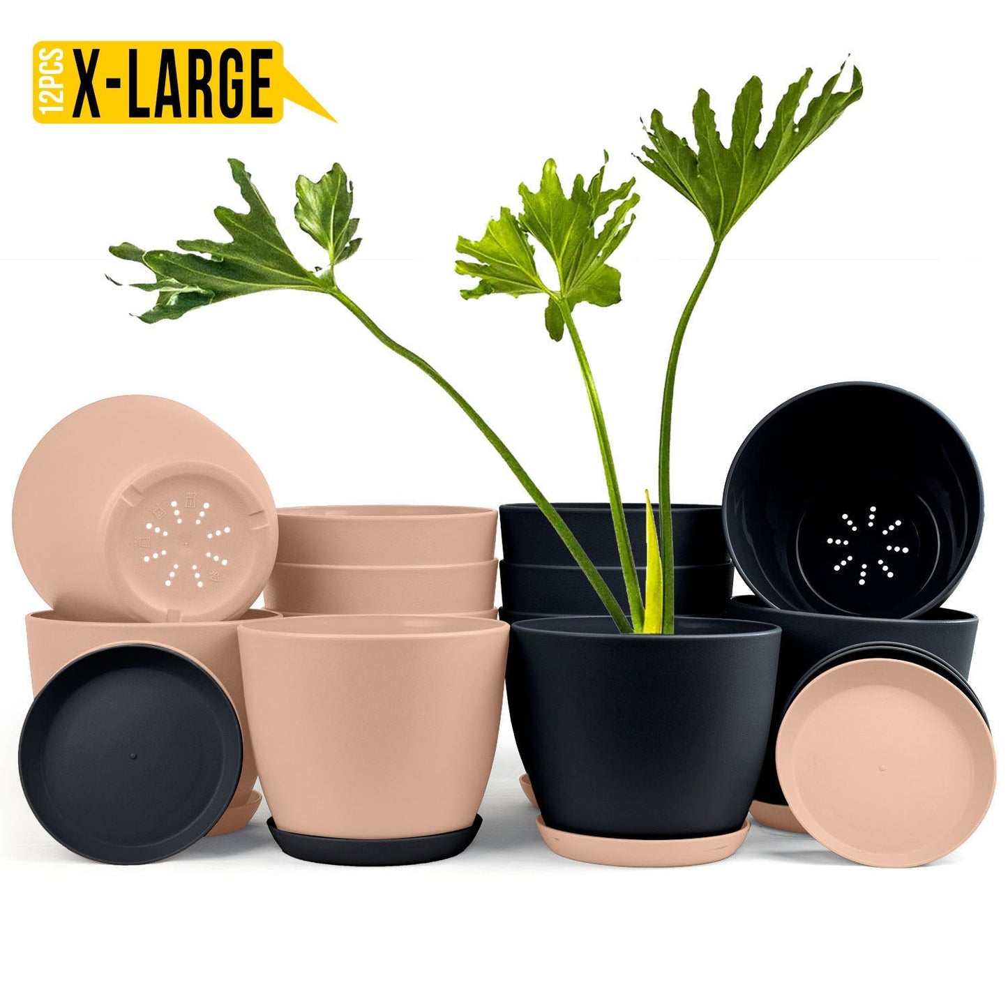 Extra Large Plant Pots with Drainage: Two Vibrant Colors, Ideal for Indoor Planters - Explore Multi-Packs for Plastic Planters