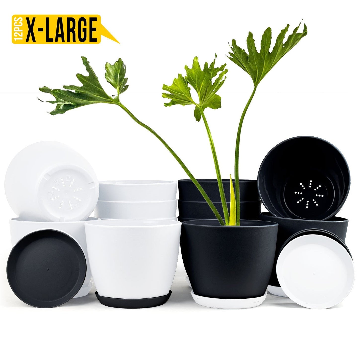 Extra Large Plant Pots with Drainage: Two Vibrant Colors, Ideal for Indoor Planters - Explore Multi-Packs for Plastic Planters