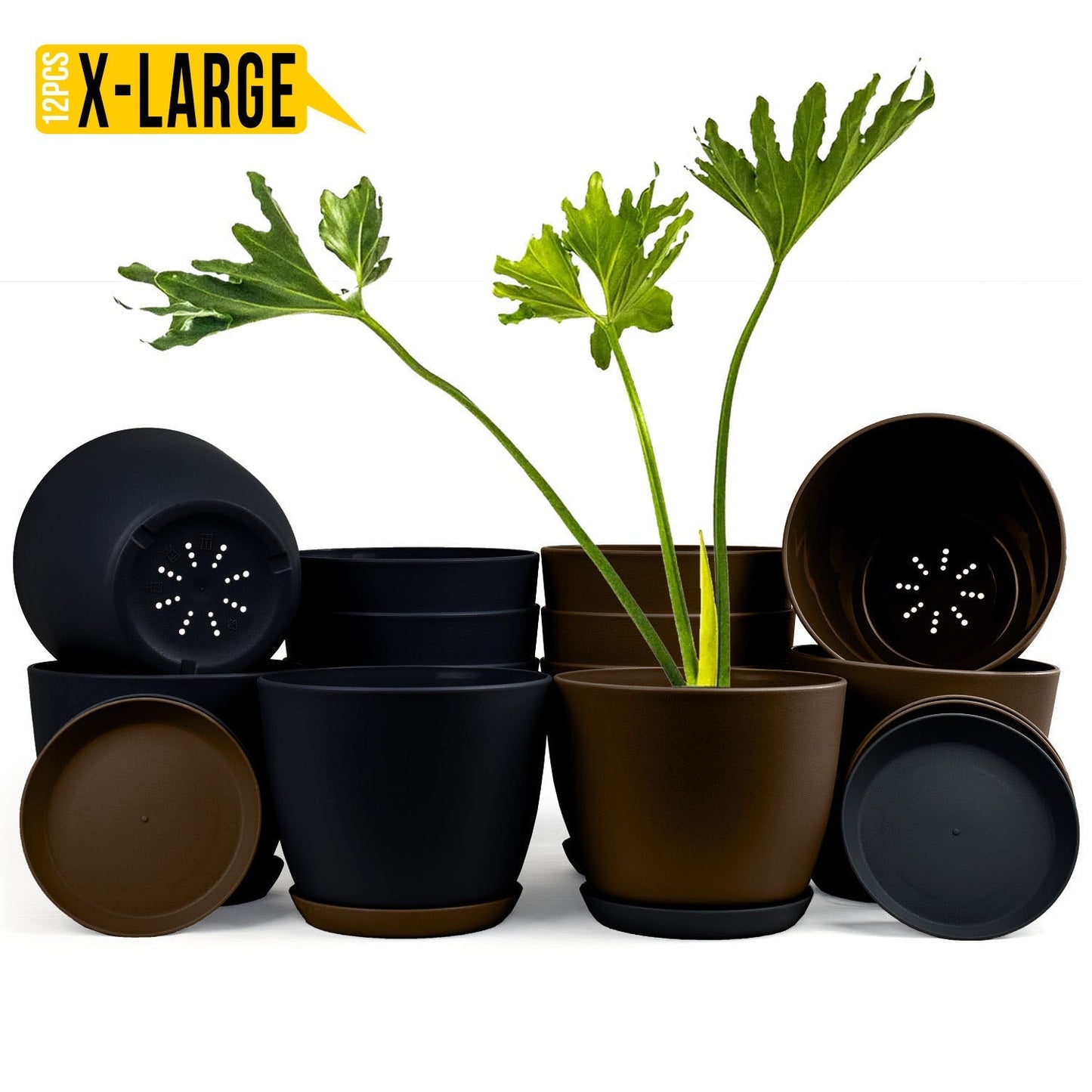 Elevate Your Space with Extra Large Plant Pots: Two Vibrant Colors, Drainage, Perfect for Indoor Planters - Explore Multi-Packs for Plastic Planters