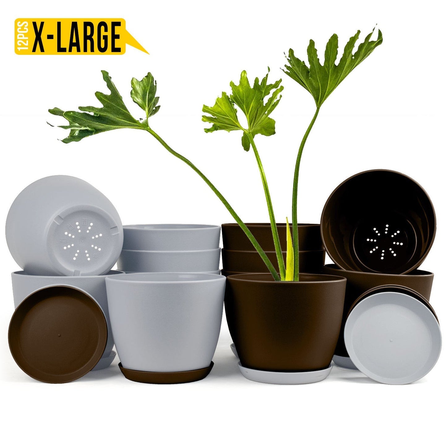 Elevate Your Space with Extra Large Plant Pots: Two Vibrant Colors, Drainage, Perfect for Indoor Planters - Explore Multi-Packs for Plastic Planters