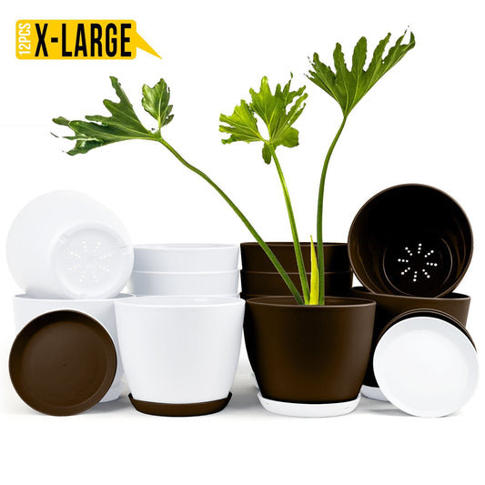 Elevate Your Space with Extra Large Plant Pots: Two Vibrant Colors, Drainage, Perfect for Indoor Planters - Explore Multi-Packs for Plastic Planters