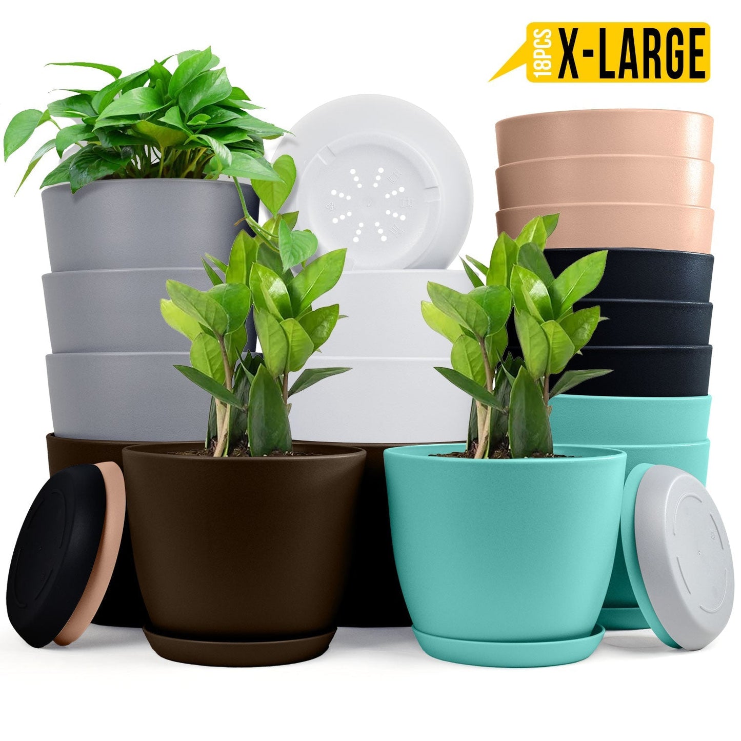Extra Large Plant Pots Multi Colors with Drainage, Perfect for Indoor Planters