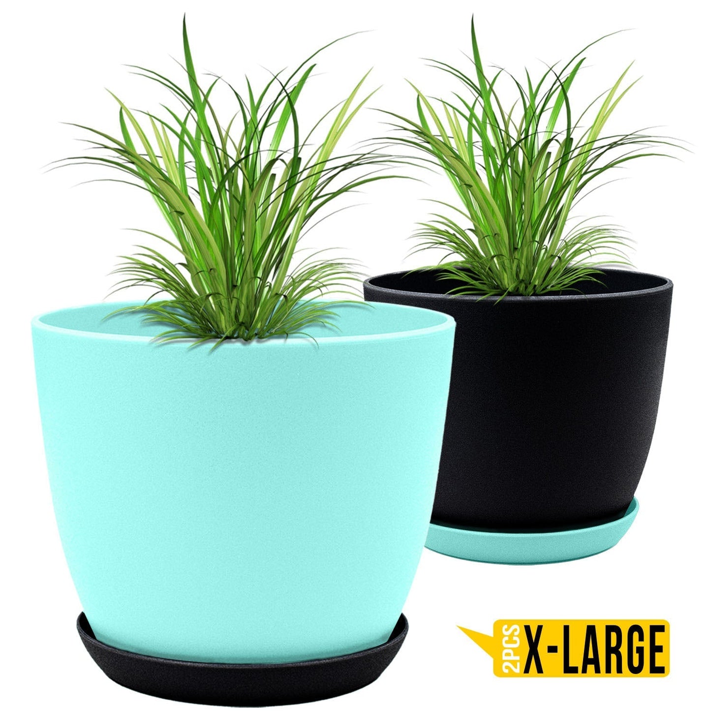 Extra Large Plant Pots with Drainage: Two Vibrant Colors, Ideal for Indoor Planters - Explore Multi-Packs for Plastic Planters