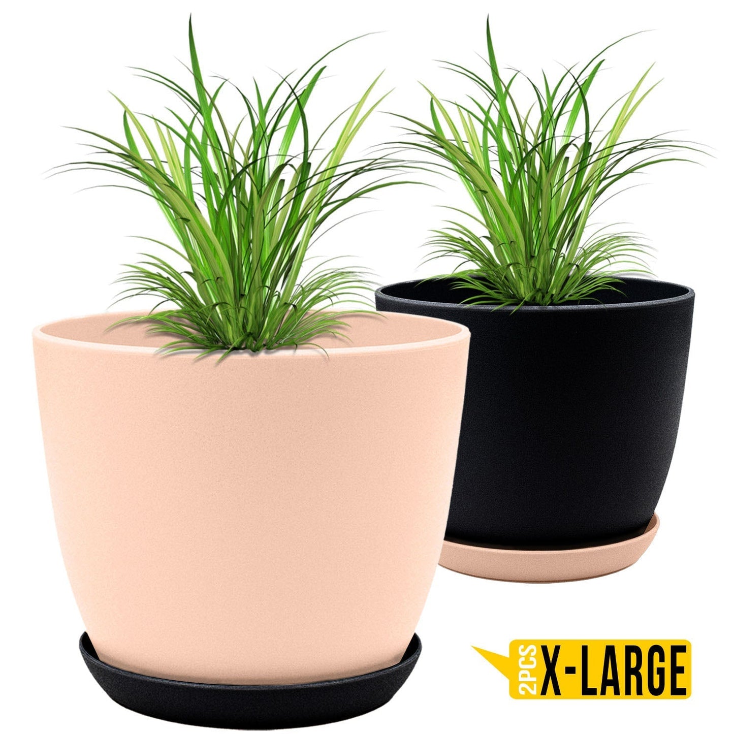 Extra Large Plant Pots with Drainage: Two Vibrant Colors, Ideal for Indoor Planters - Explore Multi-Packs for Plastic Planters