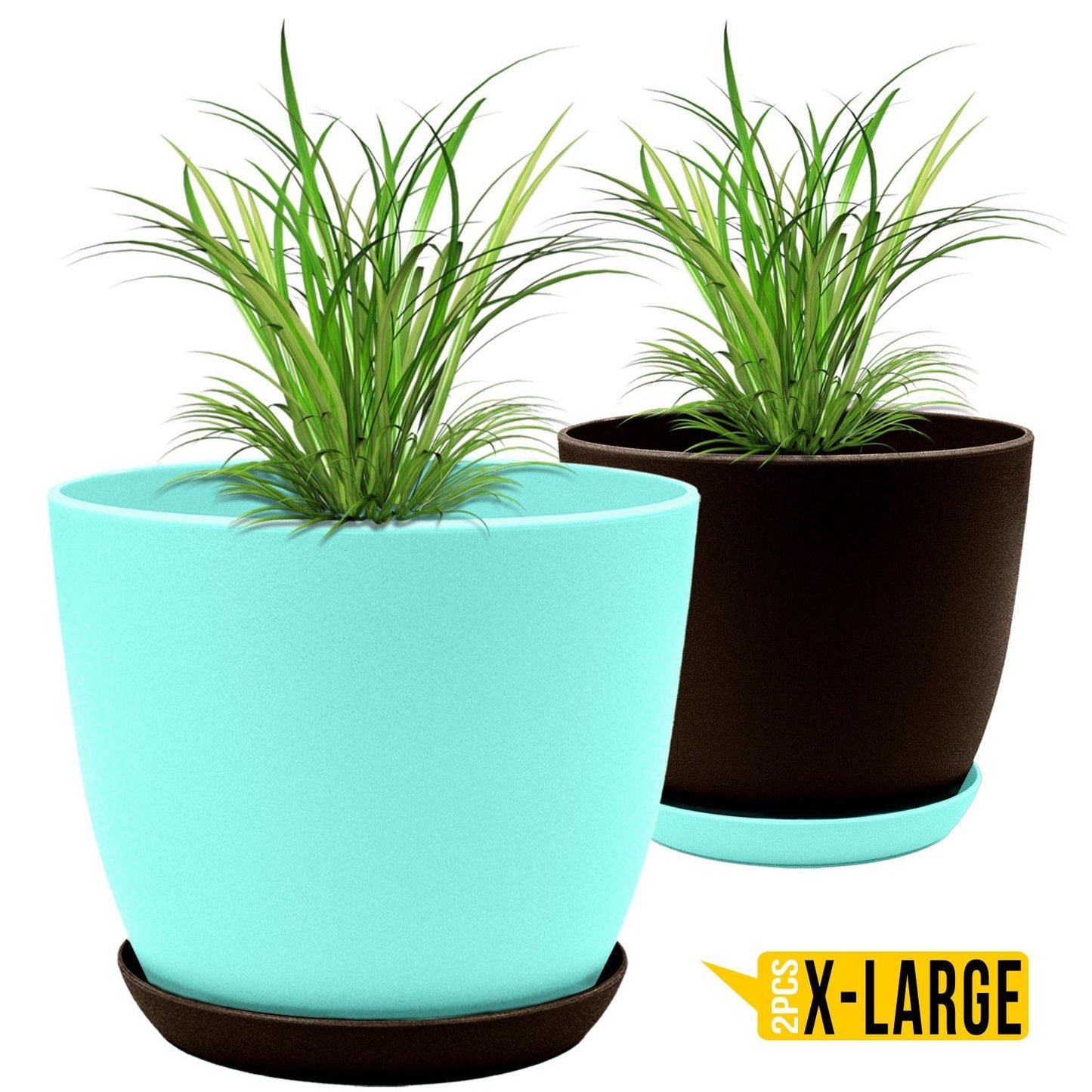 Elevate Your Space with Extra Large Plant Pots: Two Vibrant Colors, Drainage, Perfect for Indoor Planters - Explore Multi-Packs for Plastic Planters