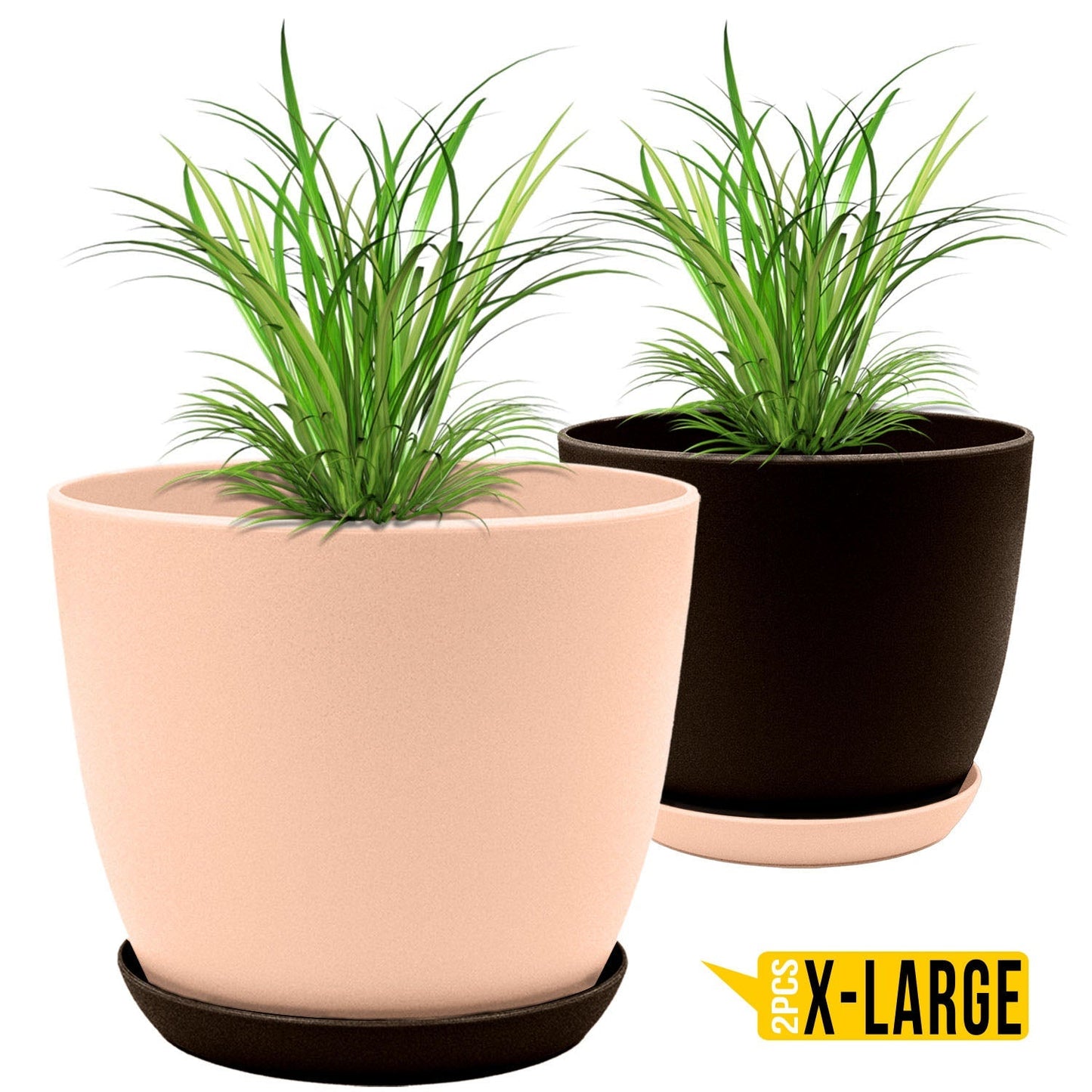 Elevate Your Space with Extra Large Plant Pots: Two Vibrant Colors, Drainage, Perfect for Indoor Planters - Explore Multi-Packs for Plastic Planters
