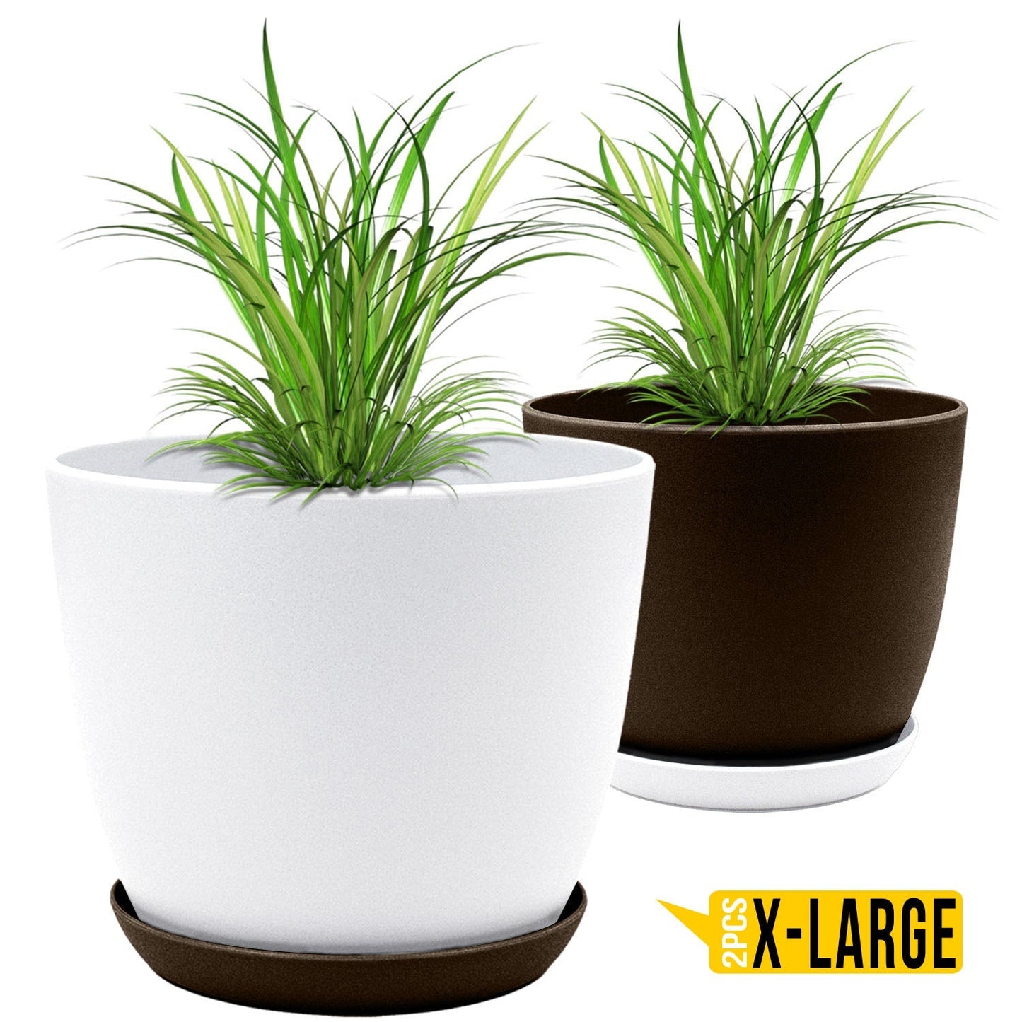 Elevate Your Space with Extra Large Plant Pots: Two Vibrant Colors, Drainage, Perfect for Indoor Planters - Explore Multi-Packs for Plastic Planters