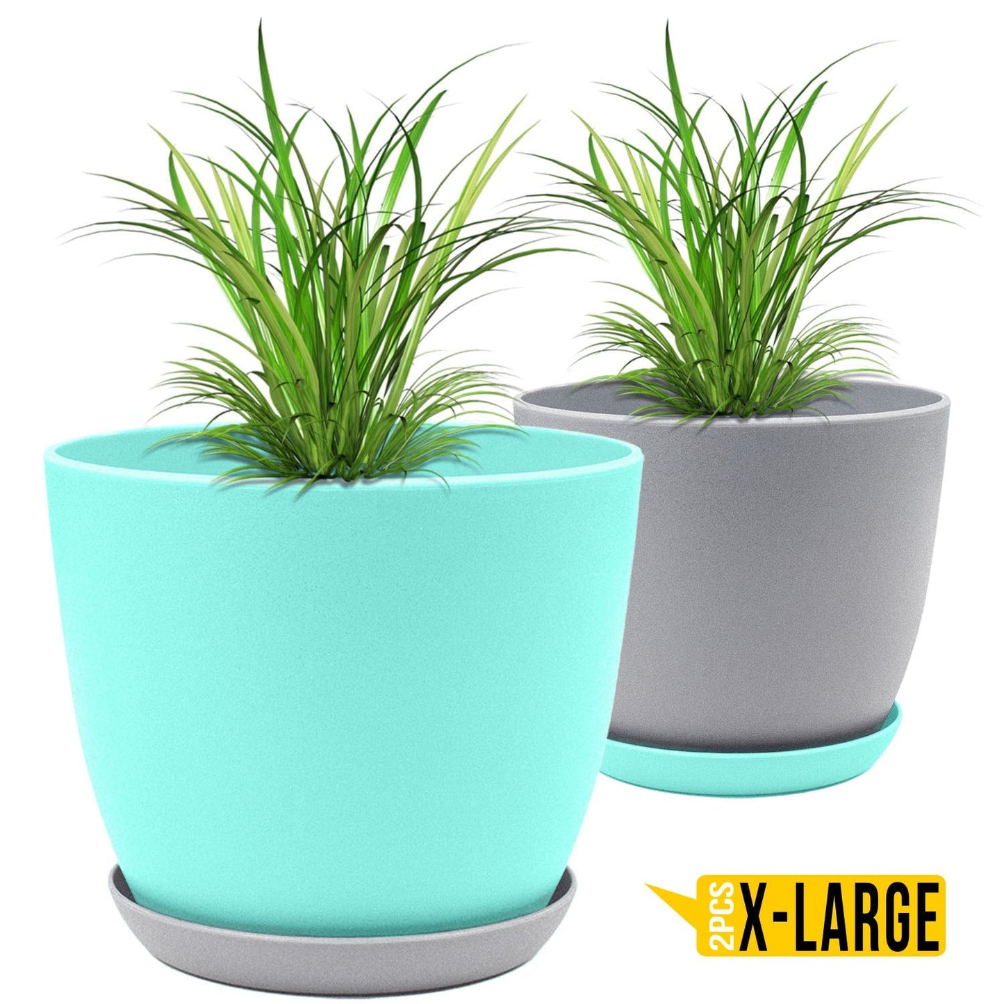 Revitalize Your Space with  Extra Large Plant Pots: Two Vibrant Colors, Drainage, Ideal for Indoor Planters - Explore Multi-Packs for Plastic Planters