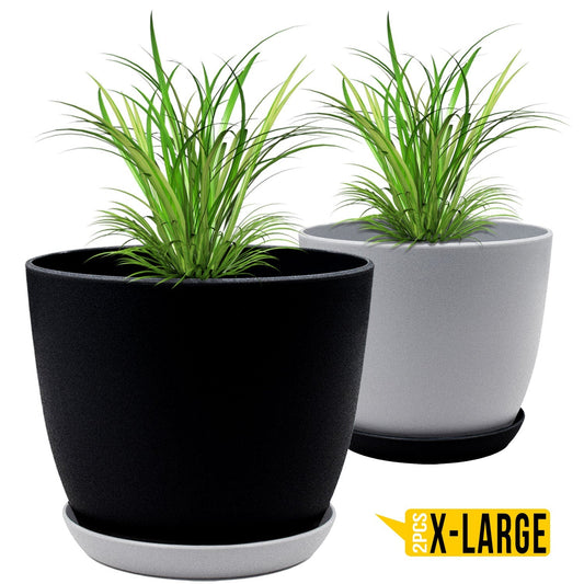 Revitalize Your Space with  Extra Large Plant Pots: Two Vibrant Colors, Drainage, Ideal for Indoor Planters - Explore Multi-Packs for Plastic Planters