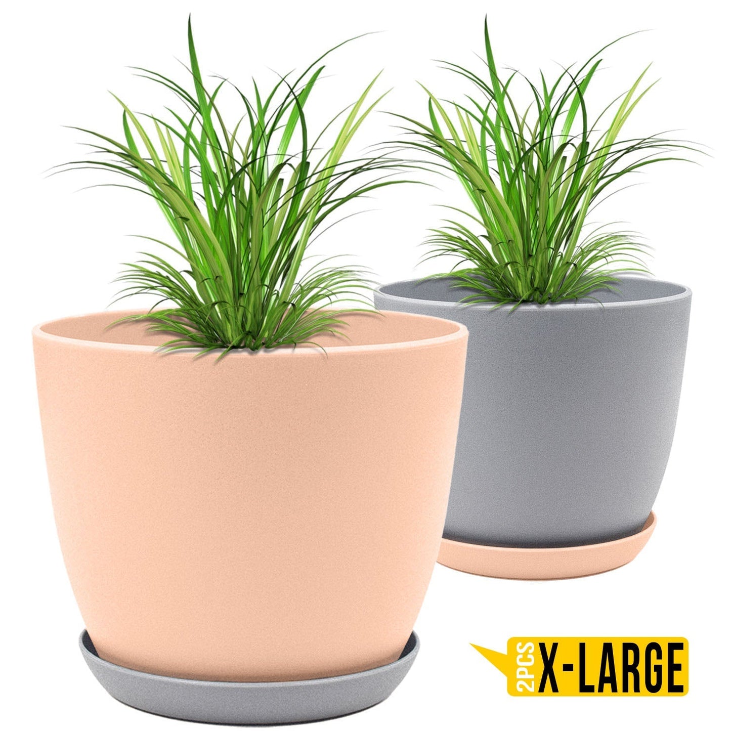 Revitalize Your Space with  Extra Large Plant Pots: Two Vibrant Colors, Drainage, Ideal for Indoor Planters - Explore Multi-Packs for Plastic Planters