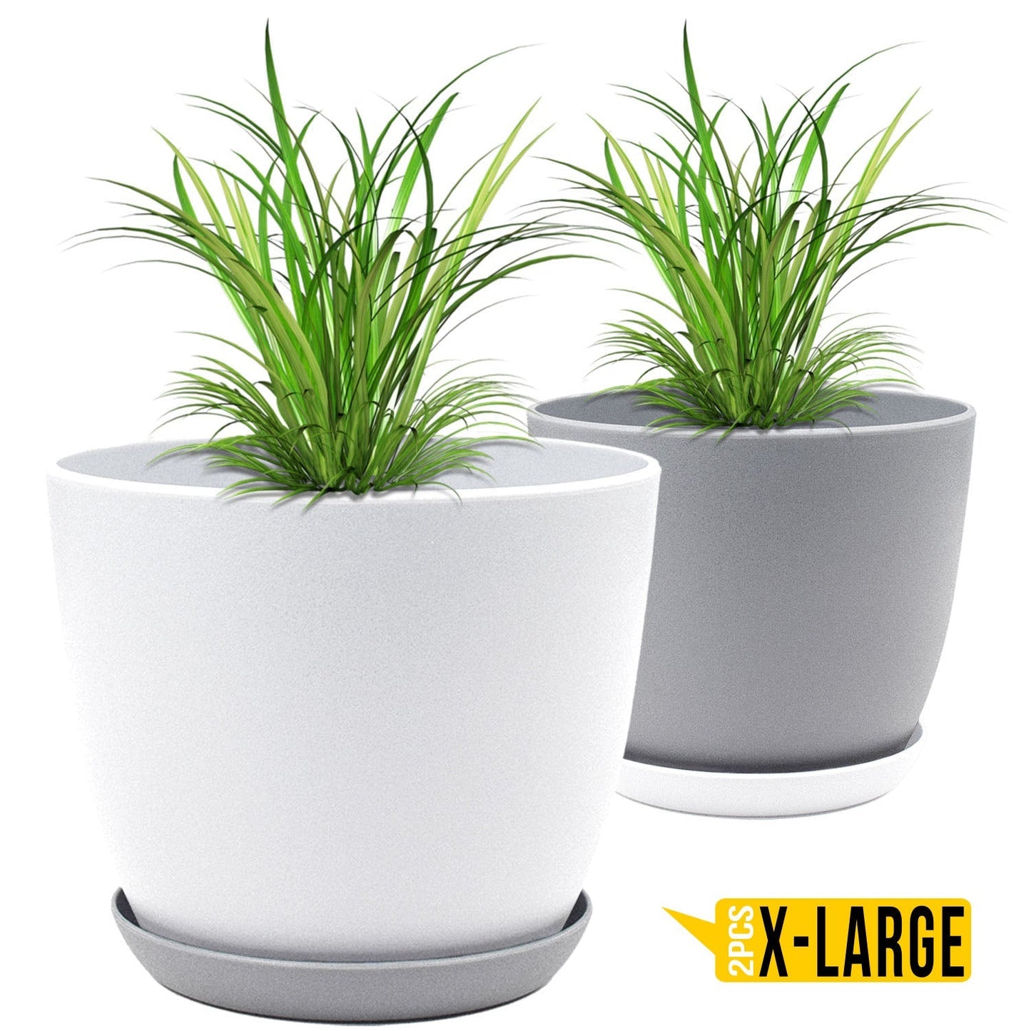 Revitalize Your Space with  Extra Large Plant Pots: Two Vibrant Colors, Drainage, Ideal for Indoor Planters - Explore Multi-Packs for Plastic Planters