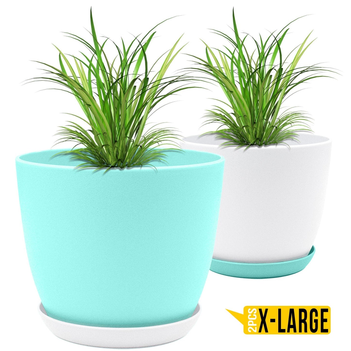 Extra Large Plant Pots with Drainage: Stylish Home Decor Flower Pots in Two Vibrant Colors - Ideal for Indoor Planters, Multi-Packs for Plastic Planters
