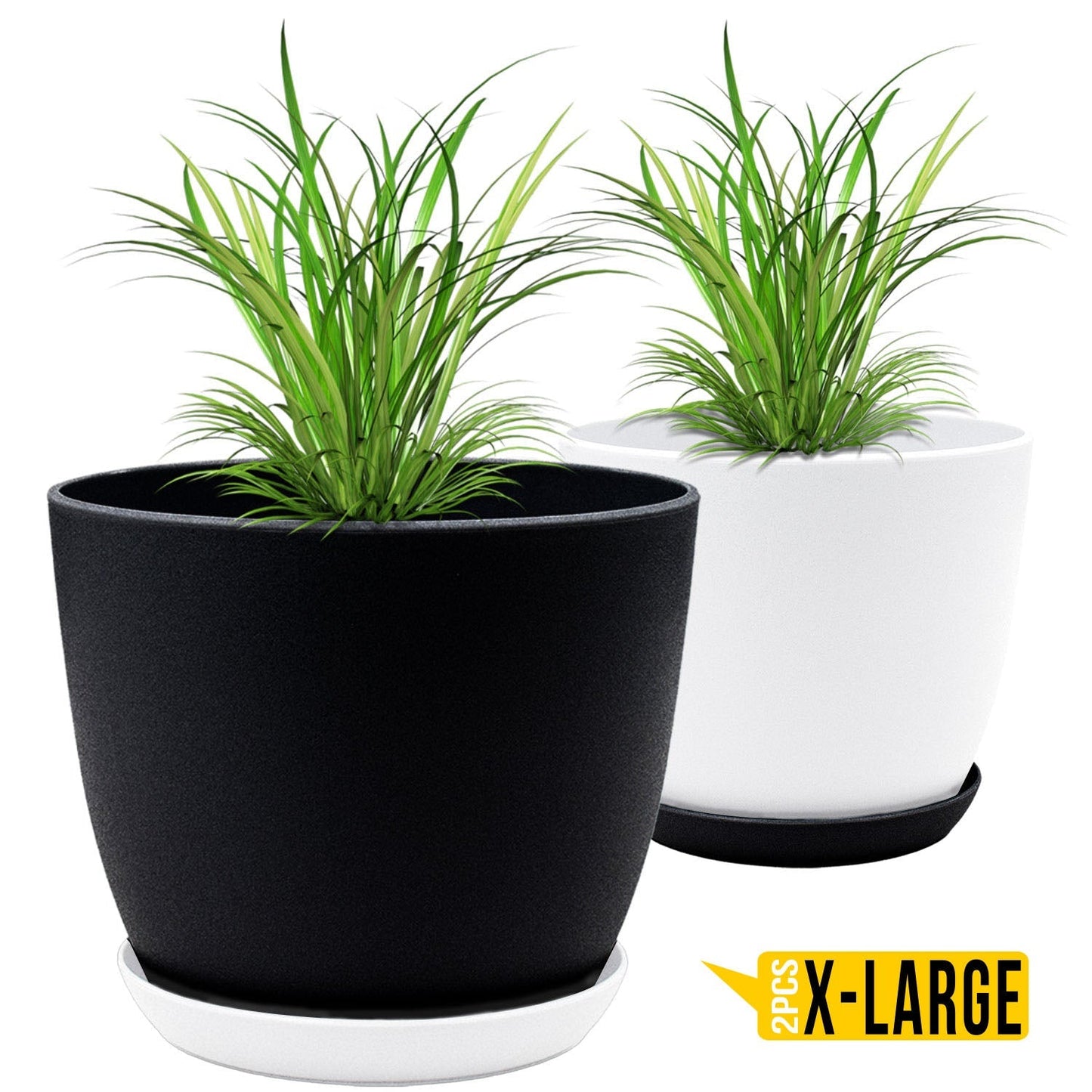 Extra Large Plant Pots with Drainage: Stylish Home Decor Flower Pots in Two Vibrant Colors - Ideal for Indoor Planters, Multi-Packs for Plastic Planters