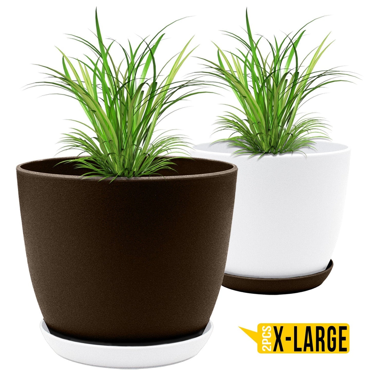 Extra Large Plant Pots with Drainage: Stylish Home Decor Flower Pots in Two Vibrant Colors - Ideal for Indoor Planters, Multi-Packs for Plastic Planters