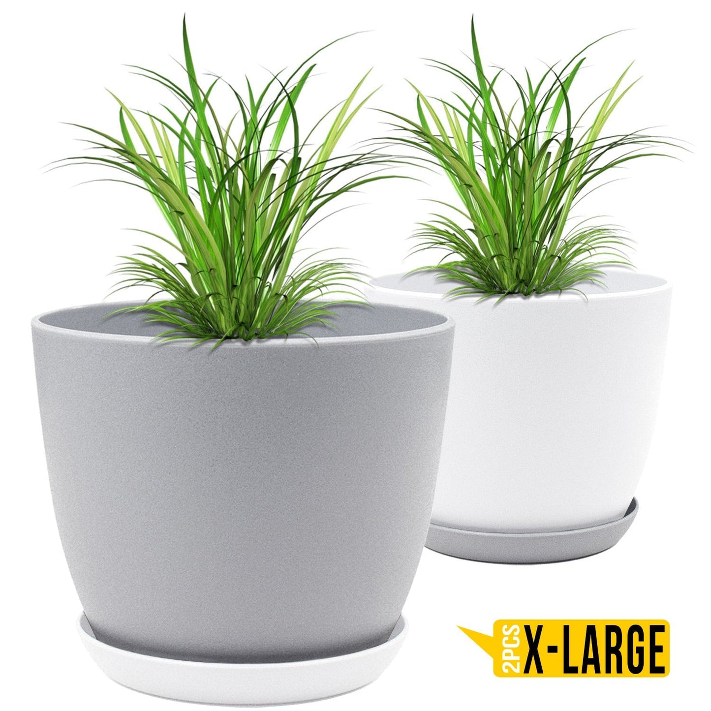 Extra Large Plant Pots with Drainage: Stylish Home Decor Flower Pots in Two Vibrant Colors - Ideal for Indoor Planters, Multi-Packs for Plastic Planters