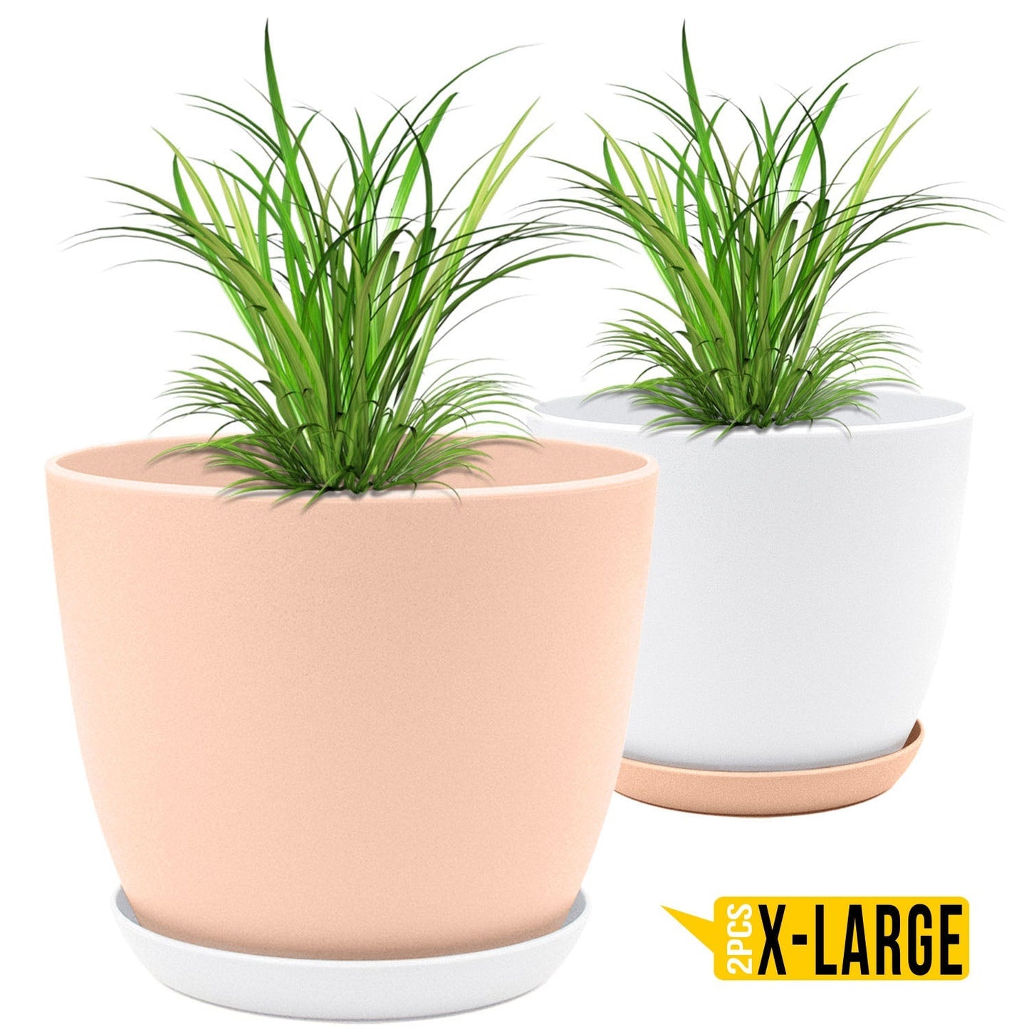 Extra Large Plant Pots with Drainage: Stylish Home Decor Flower Pots in Two Vibrant Colors - Ideal for Indoor Planters, Multi-Packs for Plastic Planters