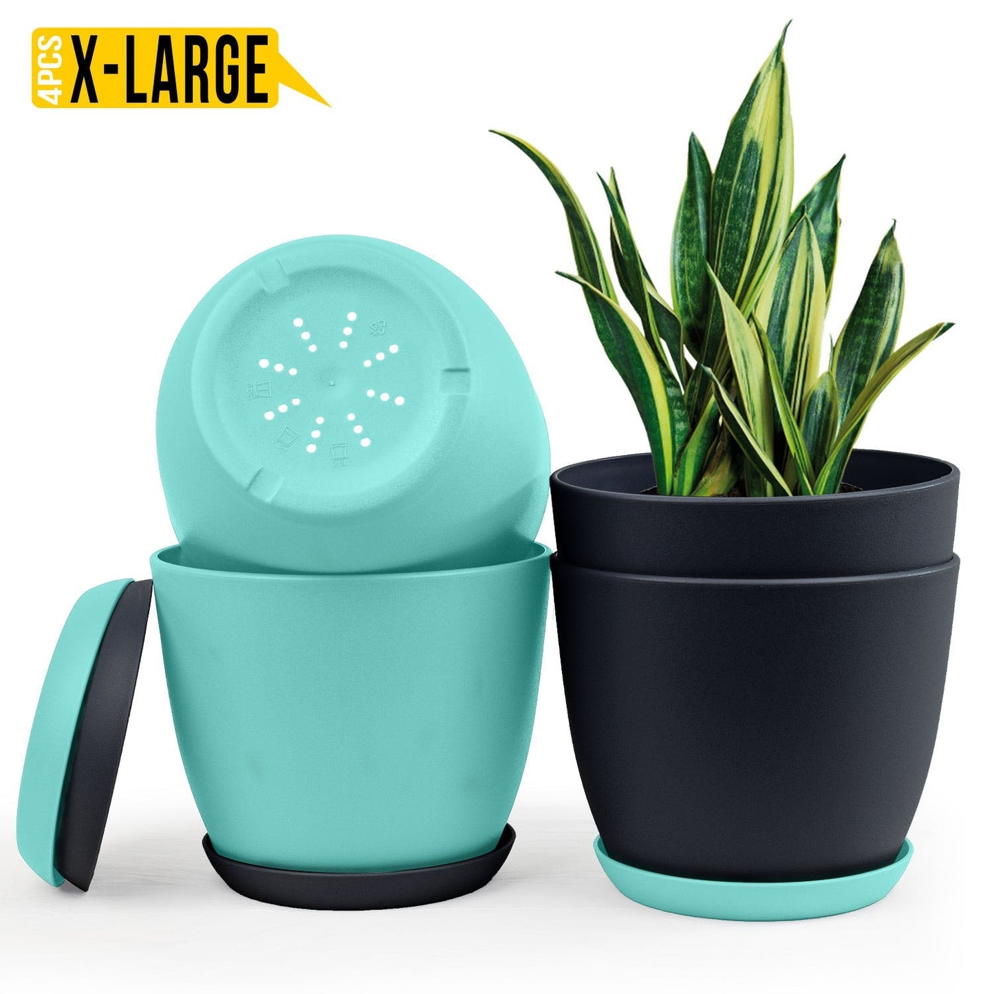 Extra Large Plant Pots with Drainage: Two Vibrant Colors, Ideal for Indoor Planters - Explore Multi-Packs for Plastic Planters