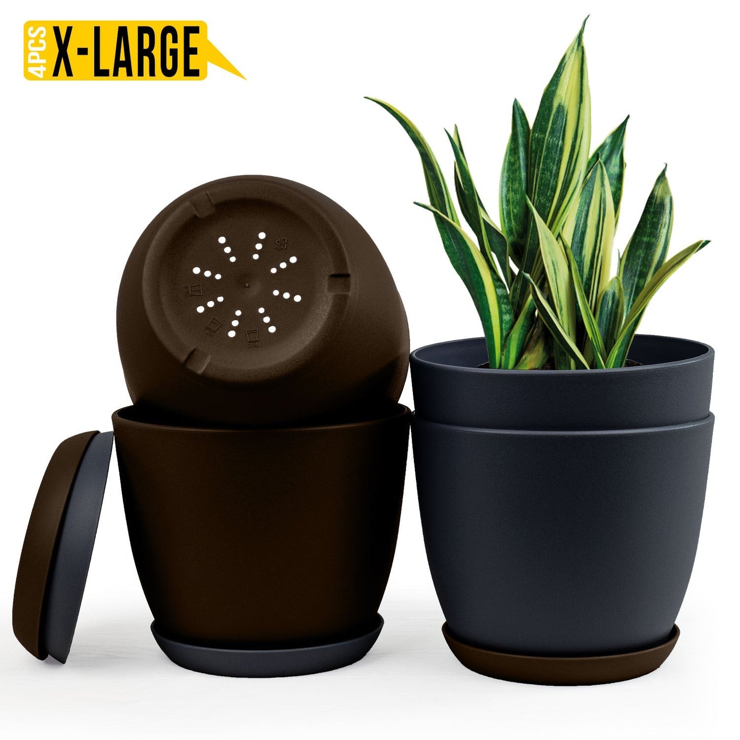 Extra Large Plant Pots with Drainage: Two Vibrant Colors, Ideal for Indoor Planters - Explore Multi-Packs for Plastic Planters