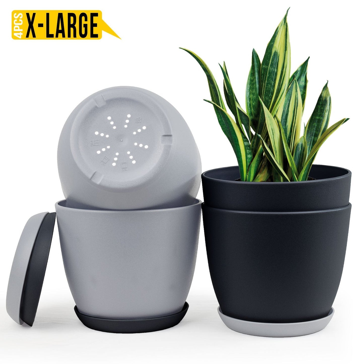 Extra Large Plant Pots with Drainage: Two Vibrant Colors, Ideal for Indoor Planters - Explore Multi-Packs for Plastic Planters