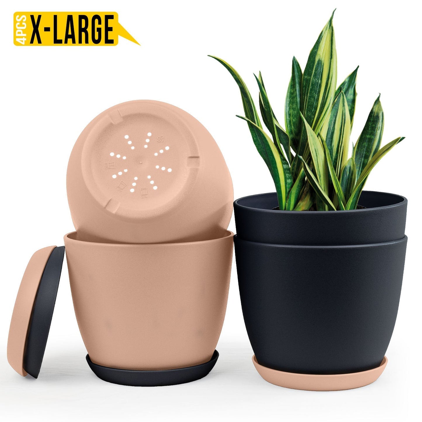 Extra Large Plant Pots with Drainage: Two Vibrant Colors, Ideal for Indoor Planters - Explore Multi-Packs for Plastic Planters