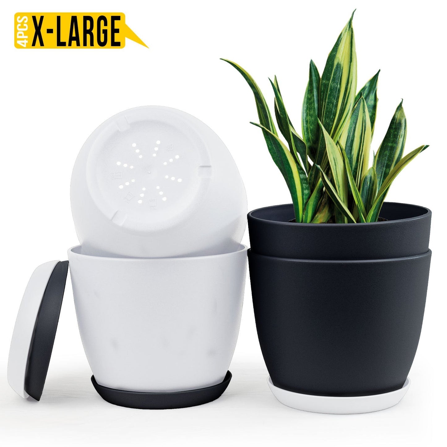 Extra Large Plant Pots with Drainage: Two Vibrant Colors, Ideal for Indoor Planters - Explore Multi-Packs for Plastic Planters