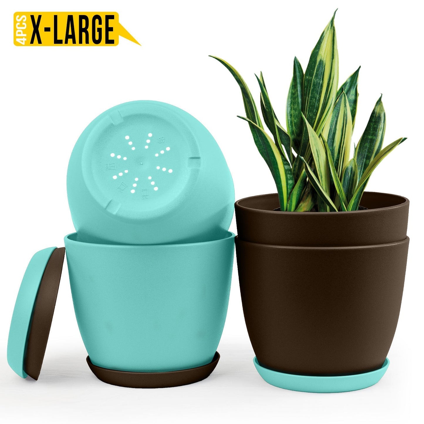 Elevate Your Space with Extra Large Plant Pots: Two Vibrant Colors, Drainage, Perfect for Indoor Planters - Explore Multi-Packs for Plastic Planters