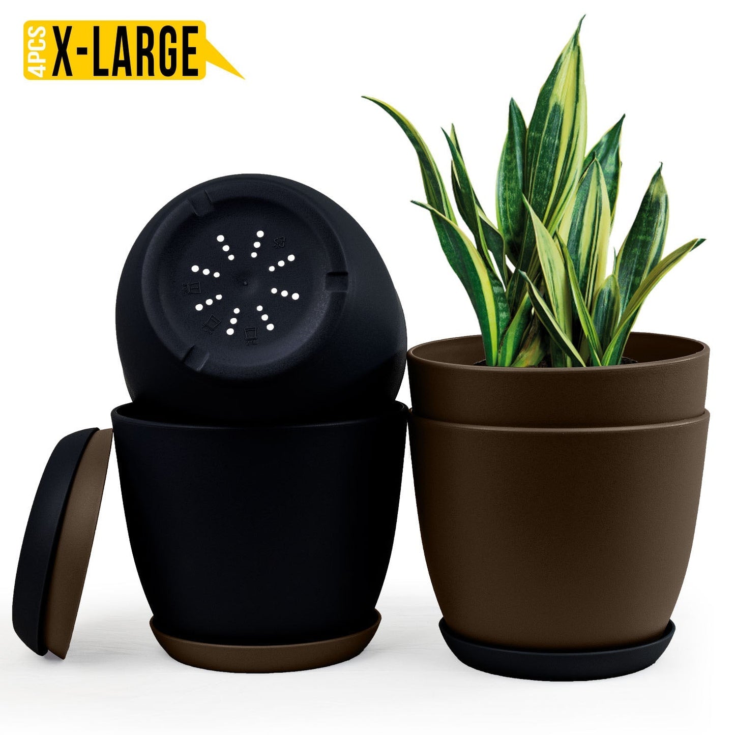 Elevate Your Space with Extra Large Plant Pots: Two Vibrant Colors, Drainage, Perfect for Indoor Planters - Explore Multi-Packs for Plastic Planters