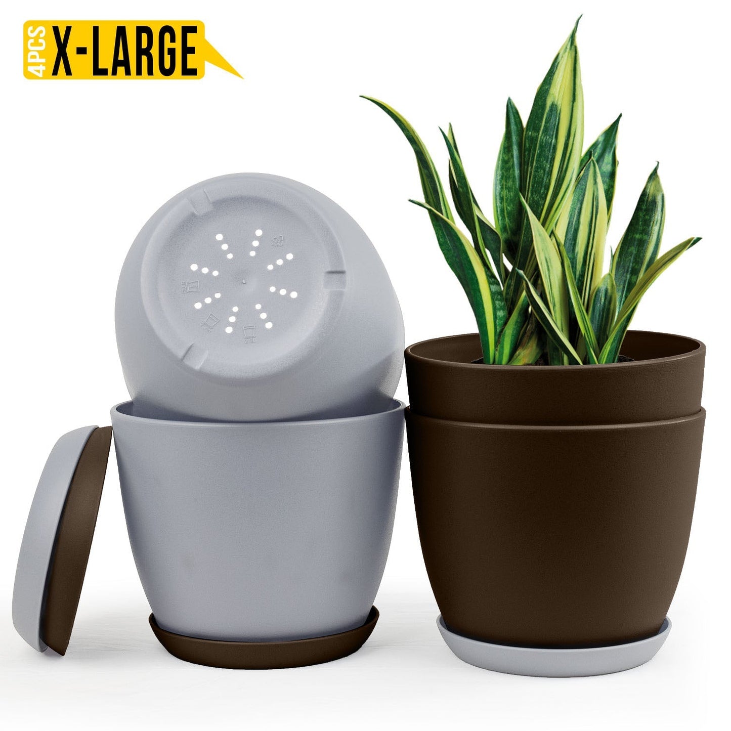 Elevate Your Space with Extra Large Plant Pots: Two Vibrant Colors, Drainage, Perfect for Indoor Planters - Explore Multi-Packs for Plastic Planters