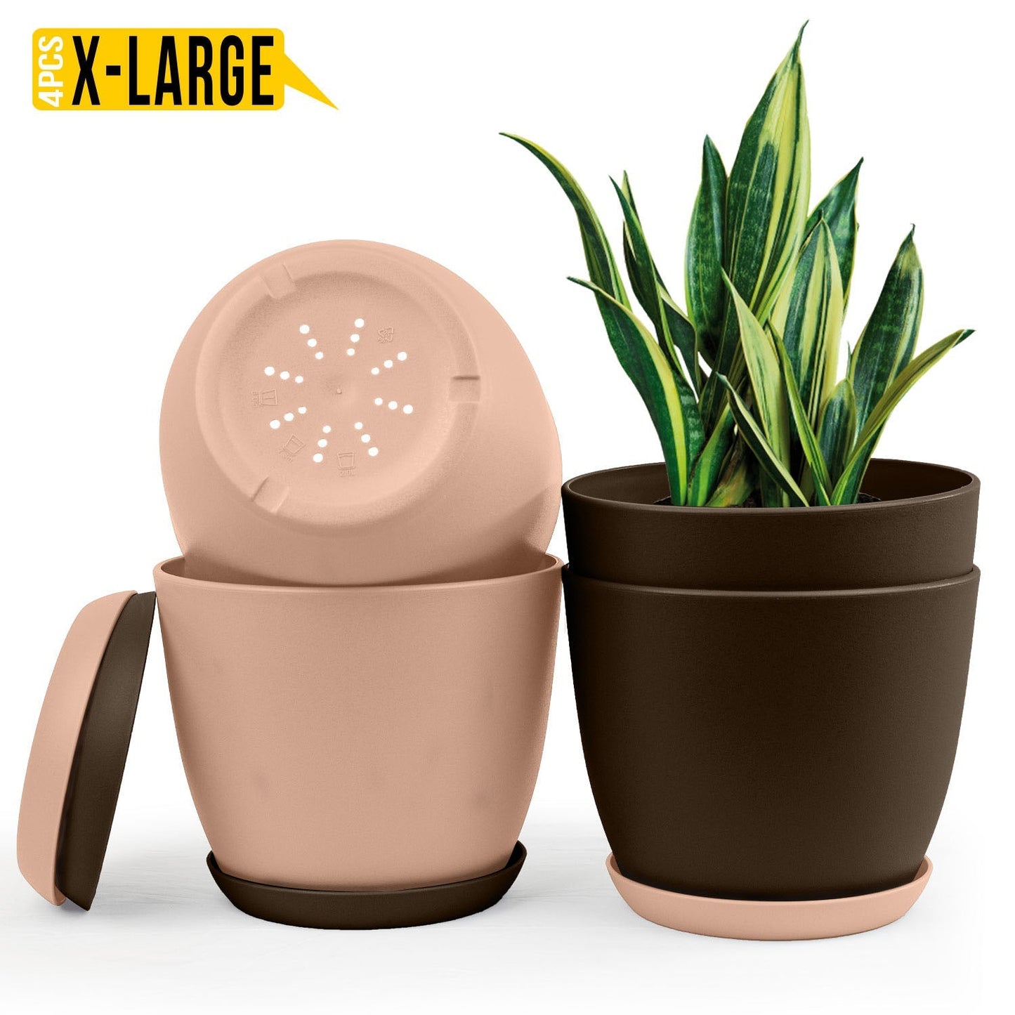 Elevate Your Space with Extra Large Plant Pots: Two Vibrant Colors, Drainage, Perfect for Indoor Planters - Explore Multi-Packs for Plastic Planters
