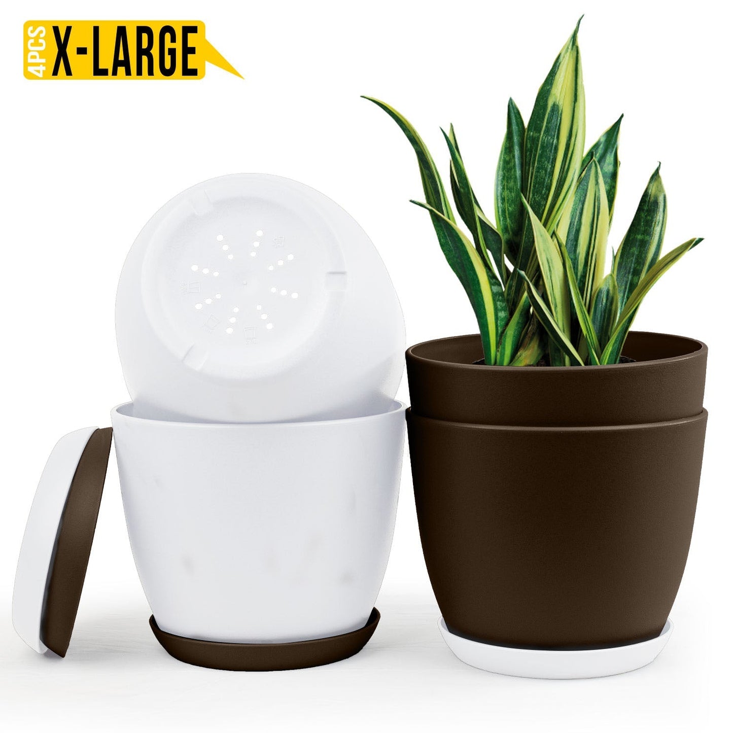 Elevate Your Space with Extra Large Plant Pots: Two Vibrant Colors, Drainage, Perfect for Indoor Planters - Explore Multi-Packs for Plastic Planters