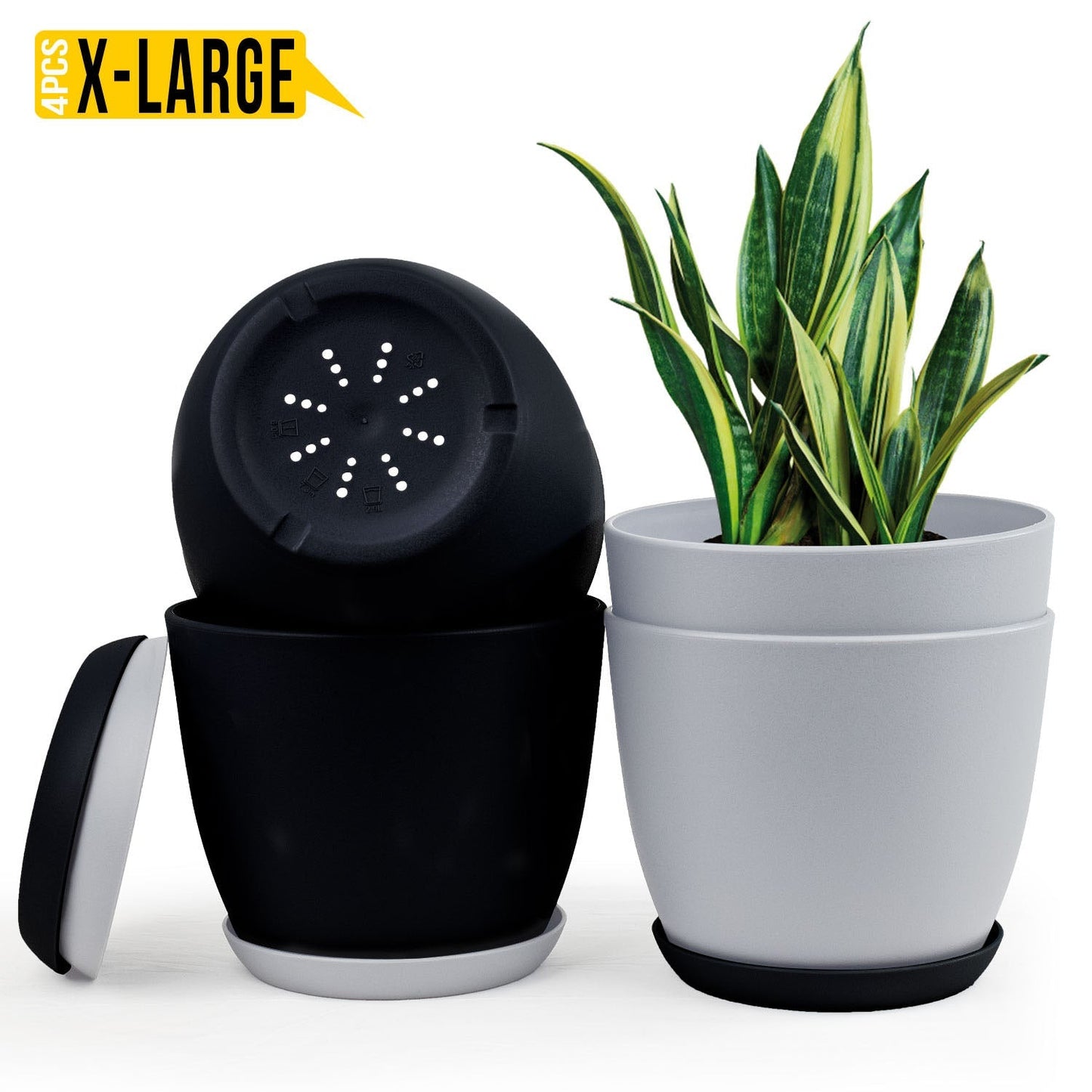 Revitalize Your Space with  Extra Large Plant Pots: Two Vibrant Colors, Drainage, Ideal for Indoor Planters - Explore Multi-Packs for Plastic Planters