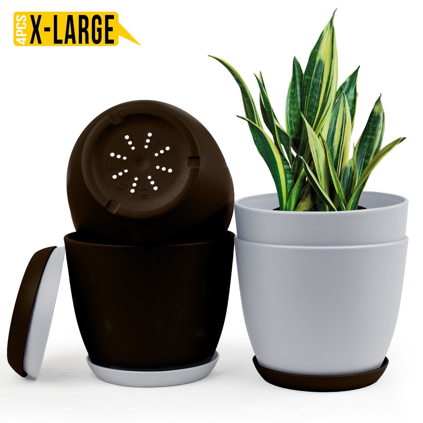 Revitalize Your Space with  Extra Large Plant Pots: Two Vibrant Colors, Drainage, Ideal for Indoor Planters - Explore Multi-Packs for Plastic Planters