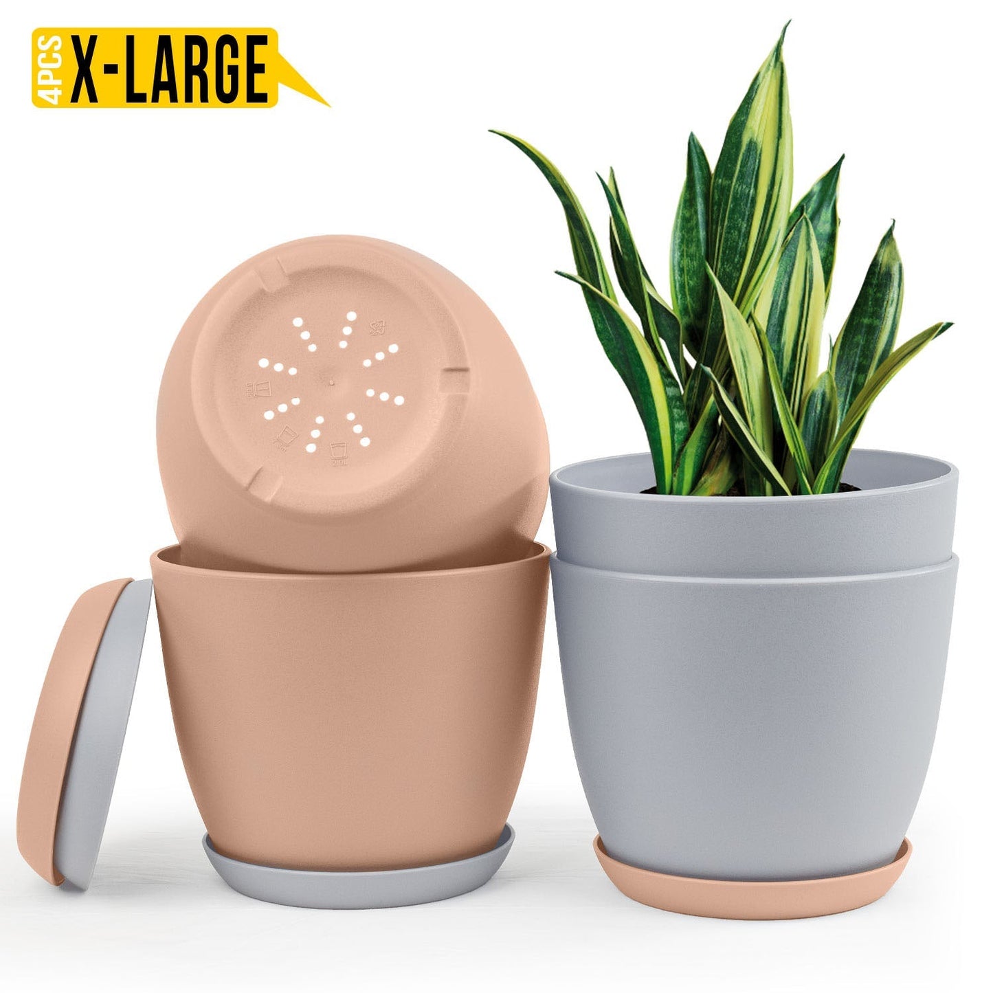 Revitalize Your Space with  Extra Large Plant Pots: Two Vibrant Colors, Drainage, Ideal for Indoor Planters - Explore Multi-Packs for Plastic Planters