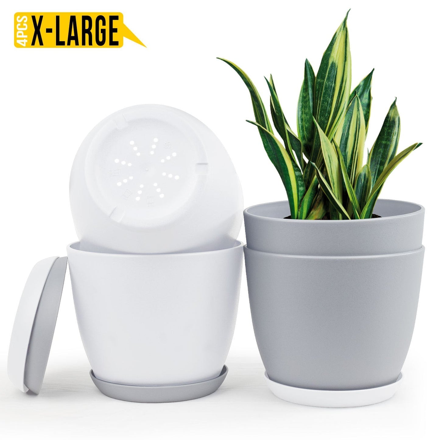 Revitalize Your Space with  Extra Large Plant Pots: Two Vibrant Colors, Drainage, Ideal for Indoor Planters - Explore Multi-Packs for Plastic Planters