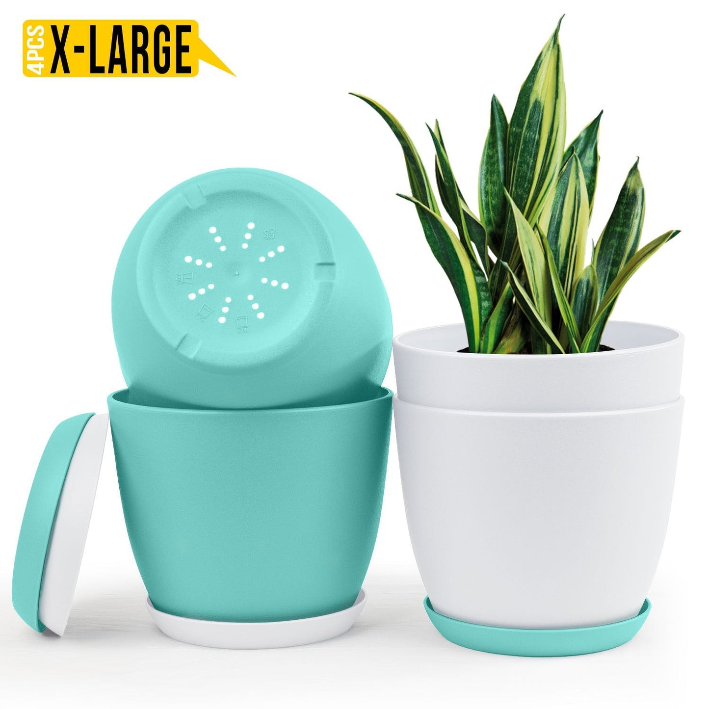 Extra Large Plant Pots with Drainage: Stylish Home Decor Flower Pots in Two Vibrant Colors - Ideal for Indoor Planters, Multi-Packs for Plastic Planters