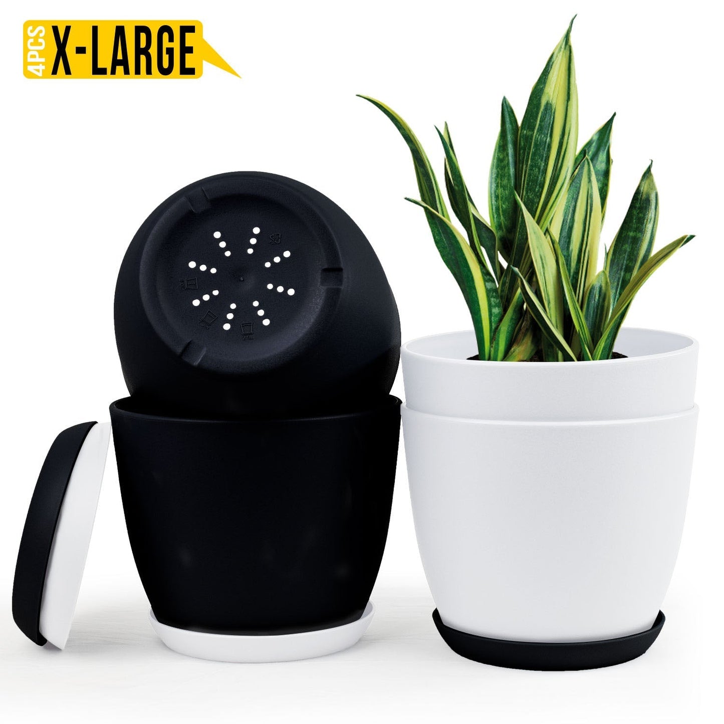 Extra Large Plant Pots with Drainage: Stylish Home Decor Flower Pots in Two Vibrant Colors - Ideal for Indoor Planters, Multi-Packs for Plastic Planters